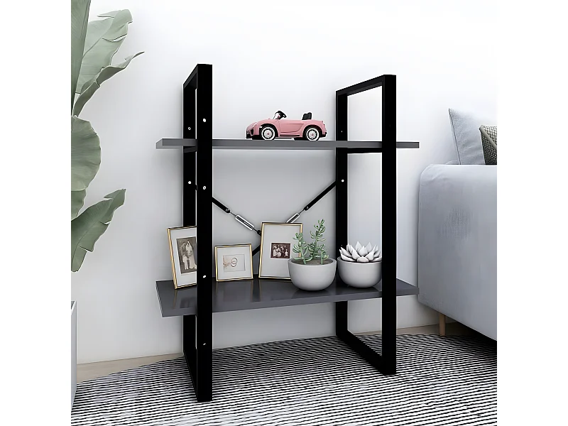 Estante com 2 prateleiras 60x30x70 cm contraplacado cinzento
