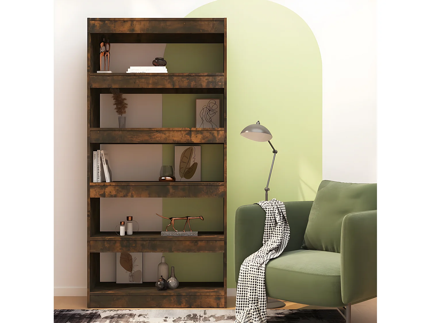 Bibliothèque/Séparateur de pièce Chêne fumé 80x30x166 cm