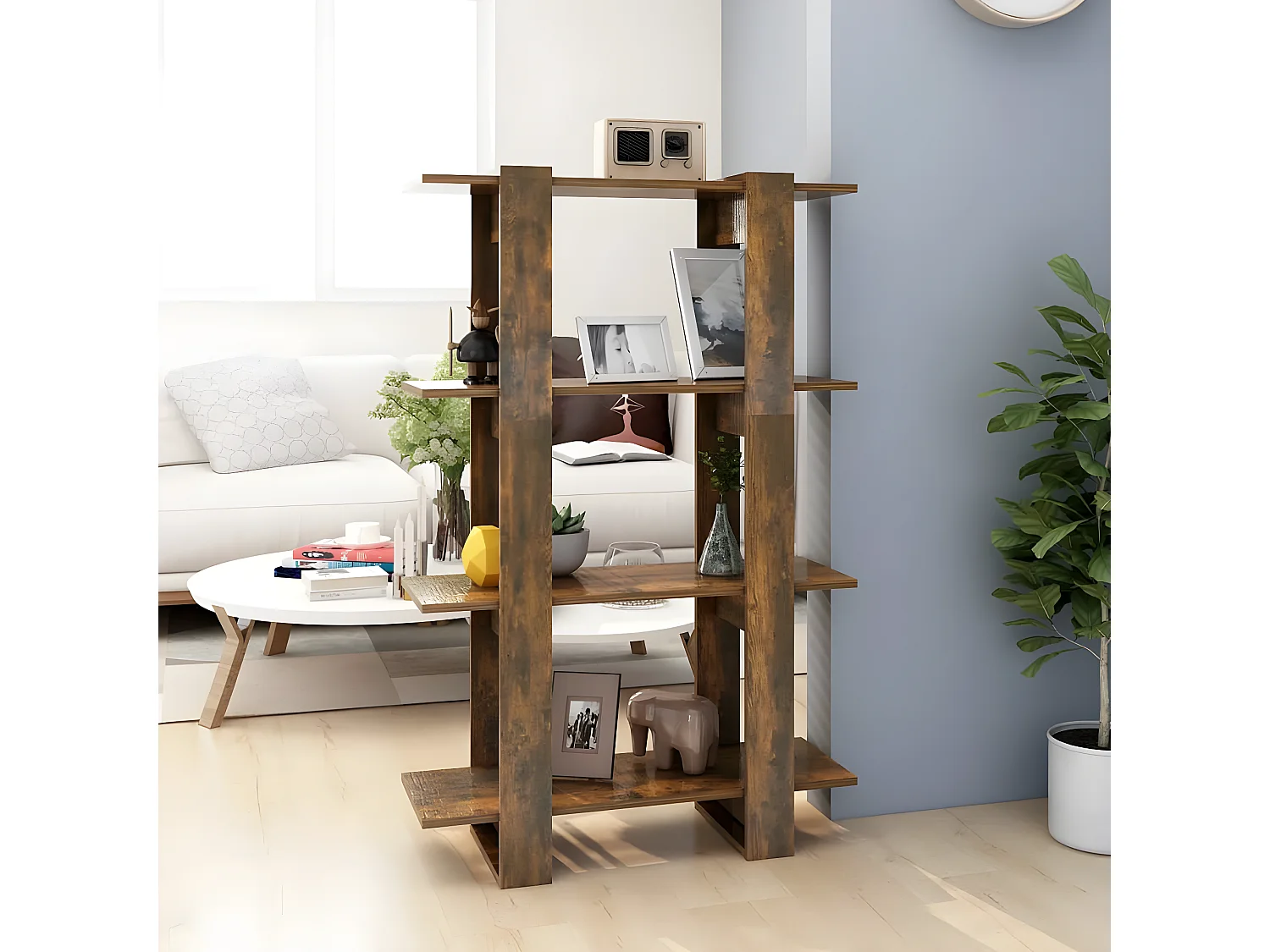 Boekenkast/kamerscherm 80x30x123,5 cm gerookt eikenkleurig