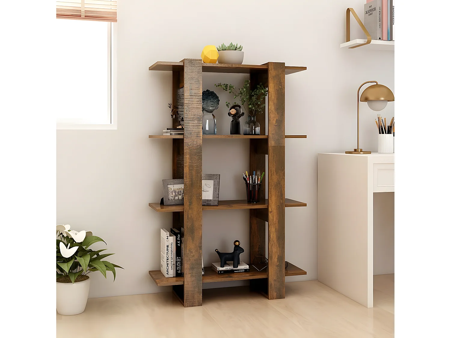 Boekenkast/kamerscherm 80x30x123,5 cm gerookt eikenkleurig