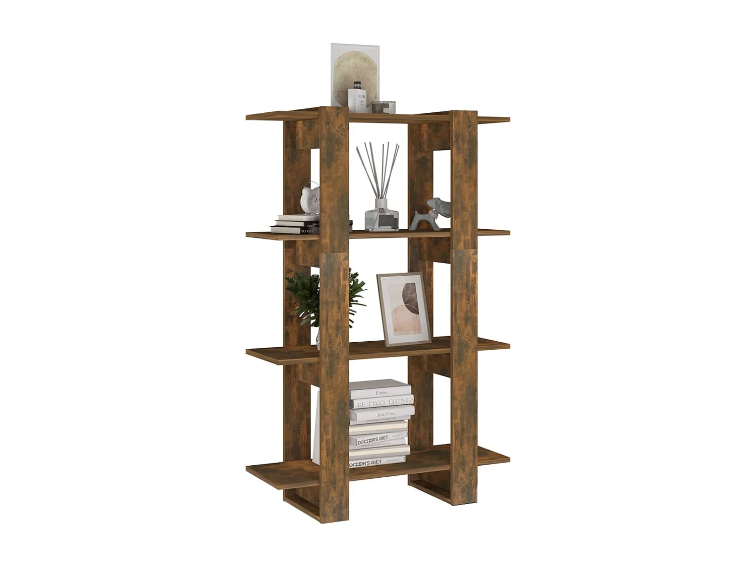 Boekenkast/kamerscherm 80x30x123,5 cm gerookt eikenkleurig