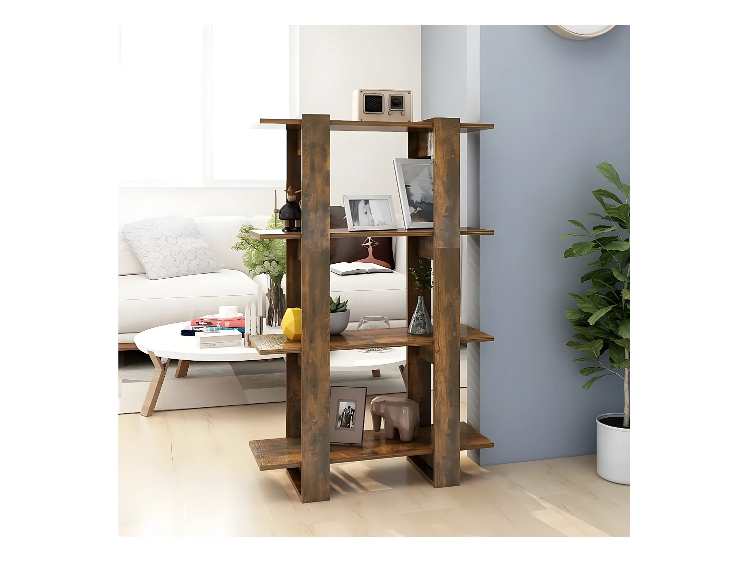 Bibliothèque/Séparateur de pièce Chêne fumé 80x30x123,5 cm
