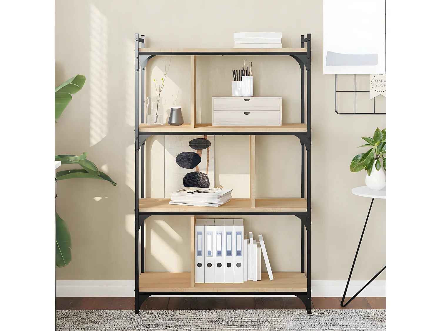 Bibliothèque à 4 niveaux chêne sonoma 76x32x123 cm