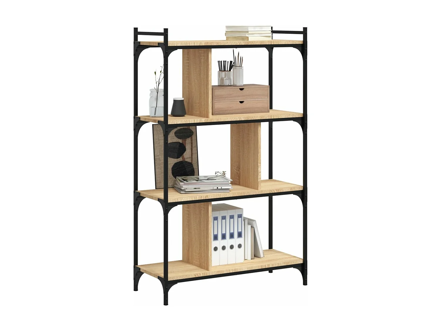 Bibliothèque à 4 niveaux chêne sonoma 76x32x123 cm