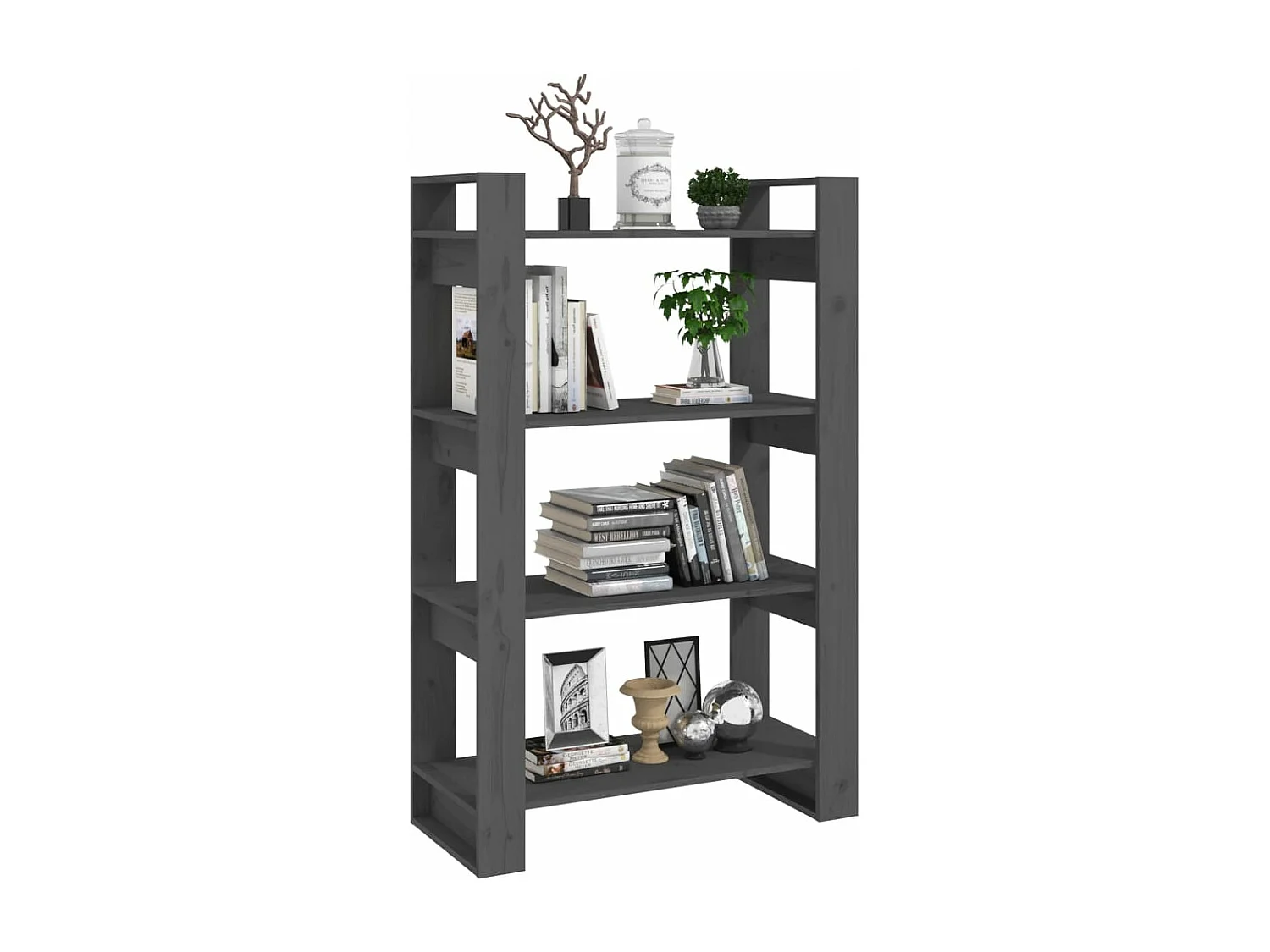 Bibliothèque/Séparateur de pièce Gris 80x35x125 cm Pin solide