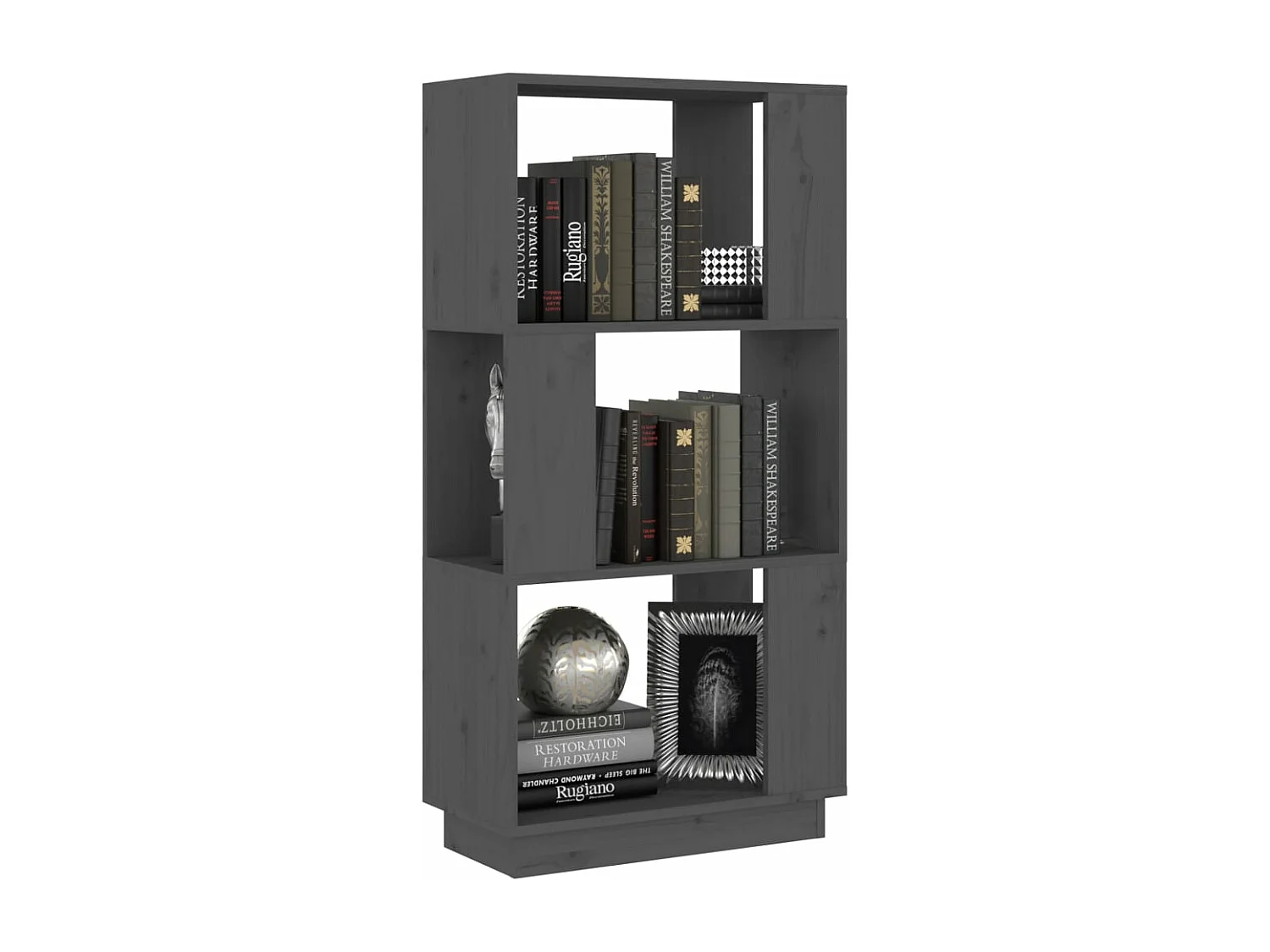 Bibliothèque/Séparateur de pièce Gris 51x25x101 cm Pin solide