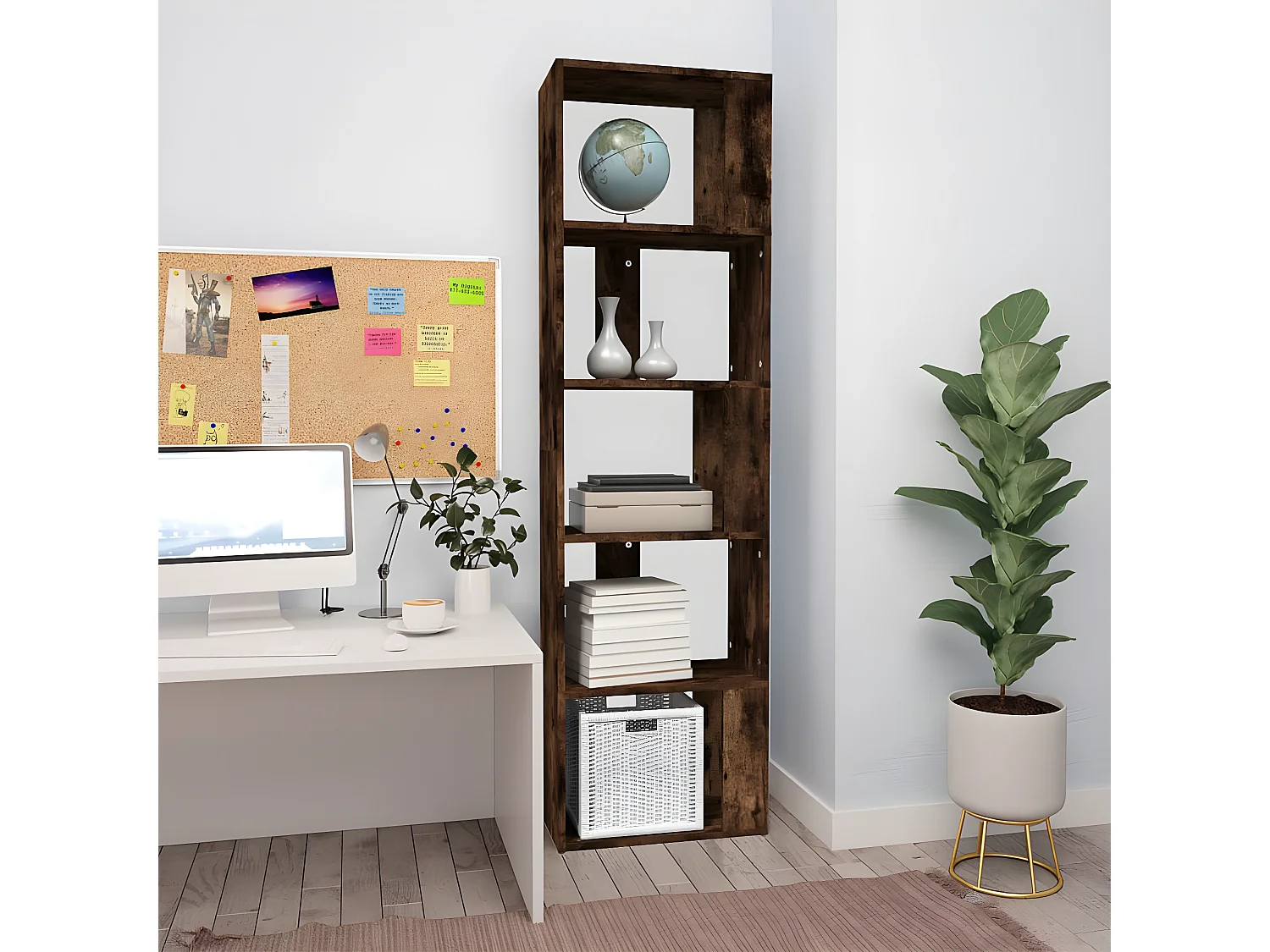 Bibliothèque Chêne fumé 45x24x160 cm Bois d'ingénierie