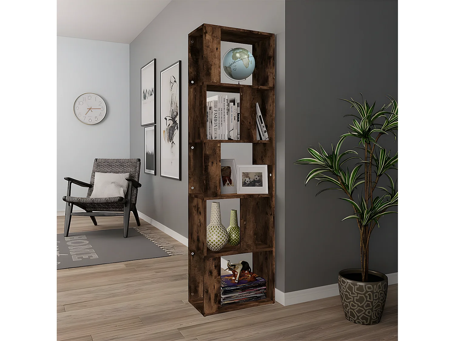 Bibliothèque Chêne fumé 45x24x160 cm Bois d'ingénierie