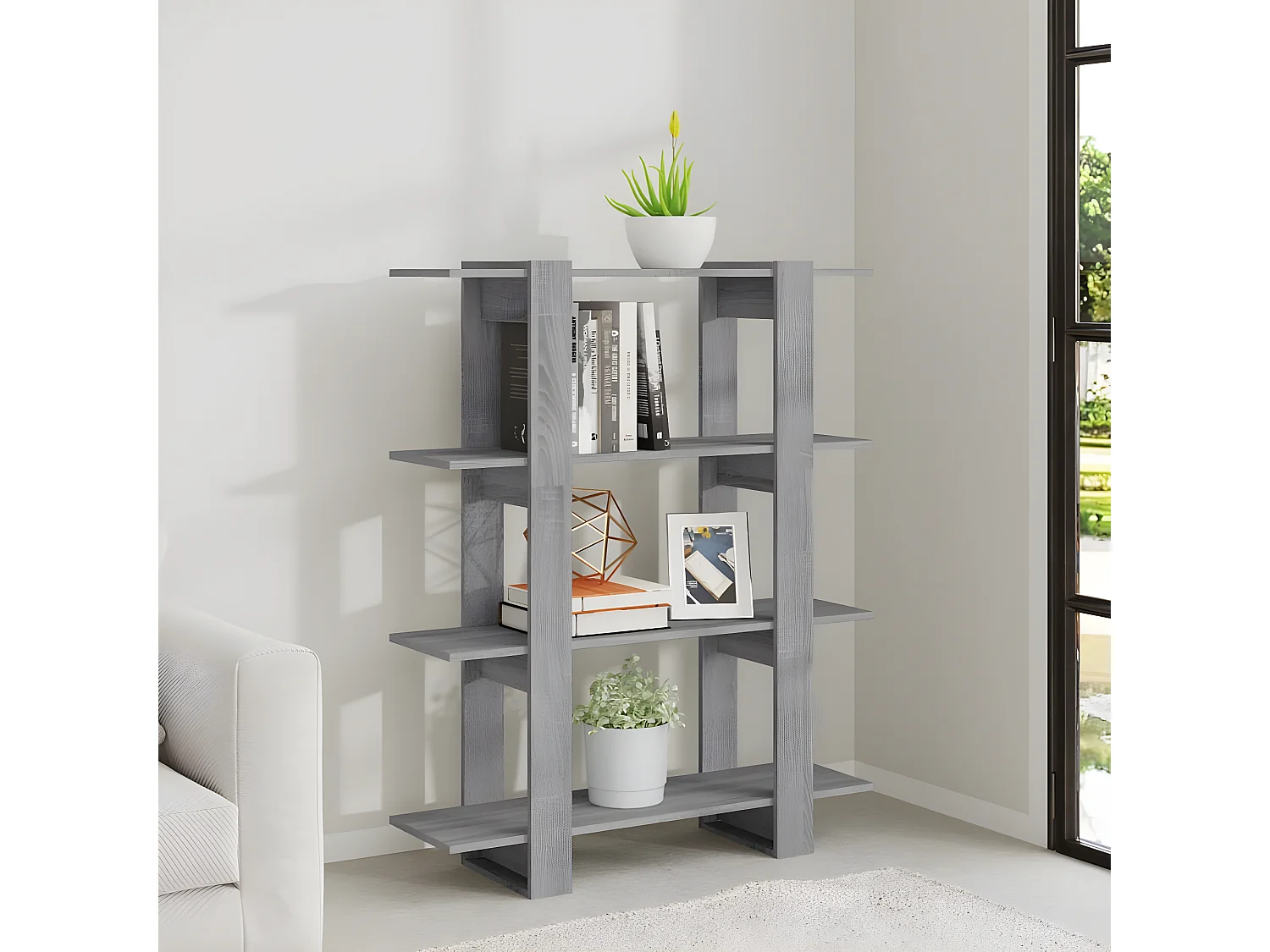 Bibliothèque/Séparateur de pièce Sonoma gris 100x30x123,5 cm