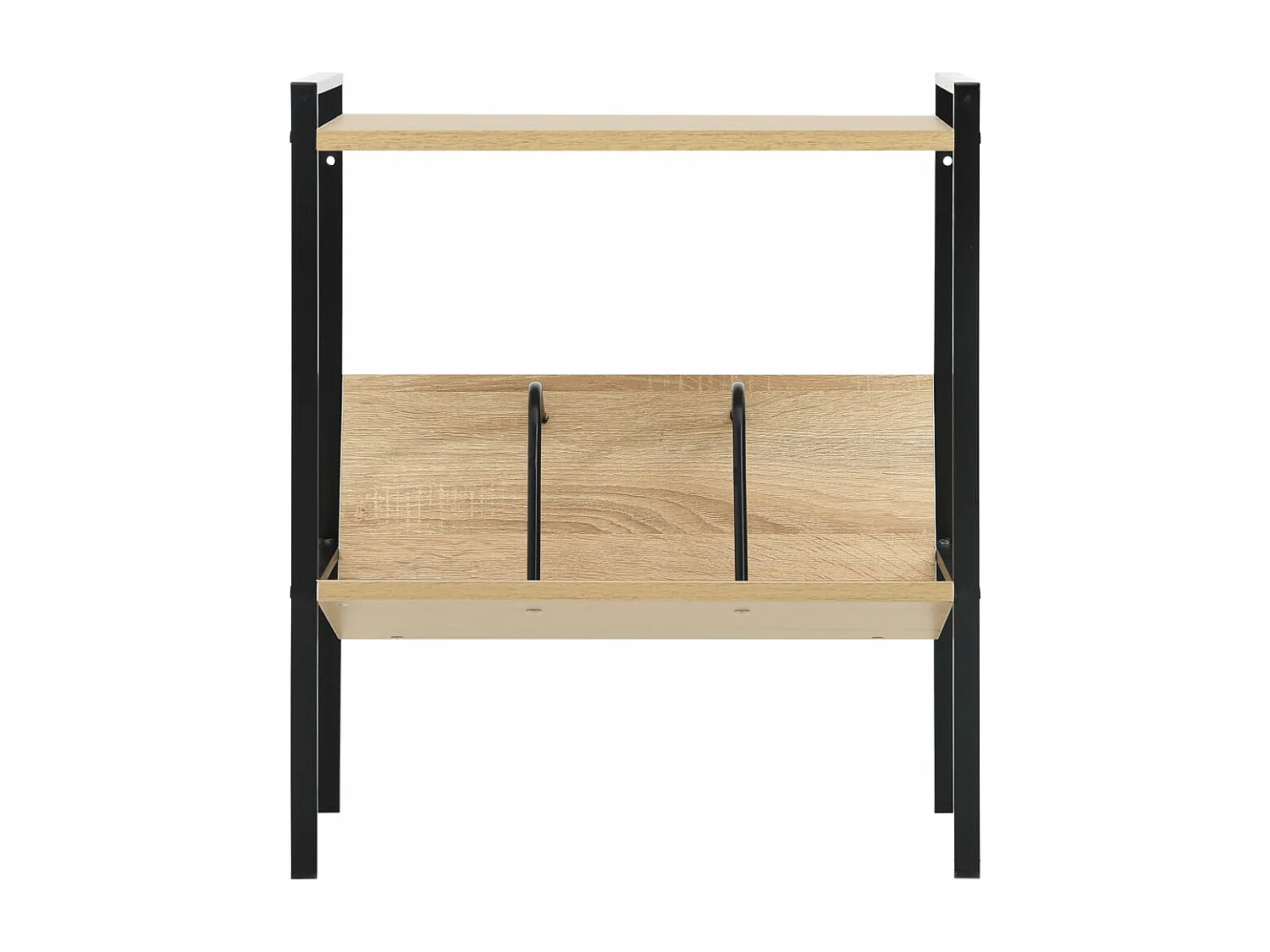 Bibliothèque 2 niveaux Noir et chêne 52x28x59 cm Aggloméré