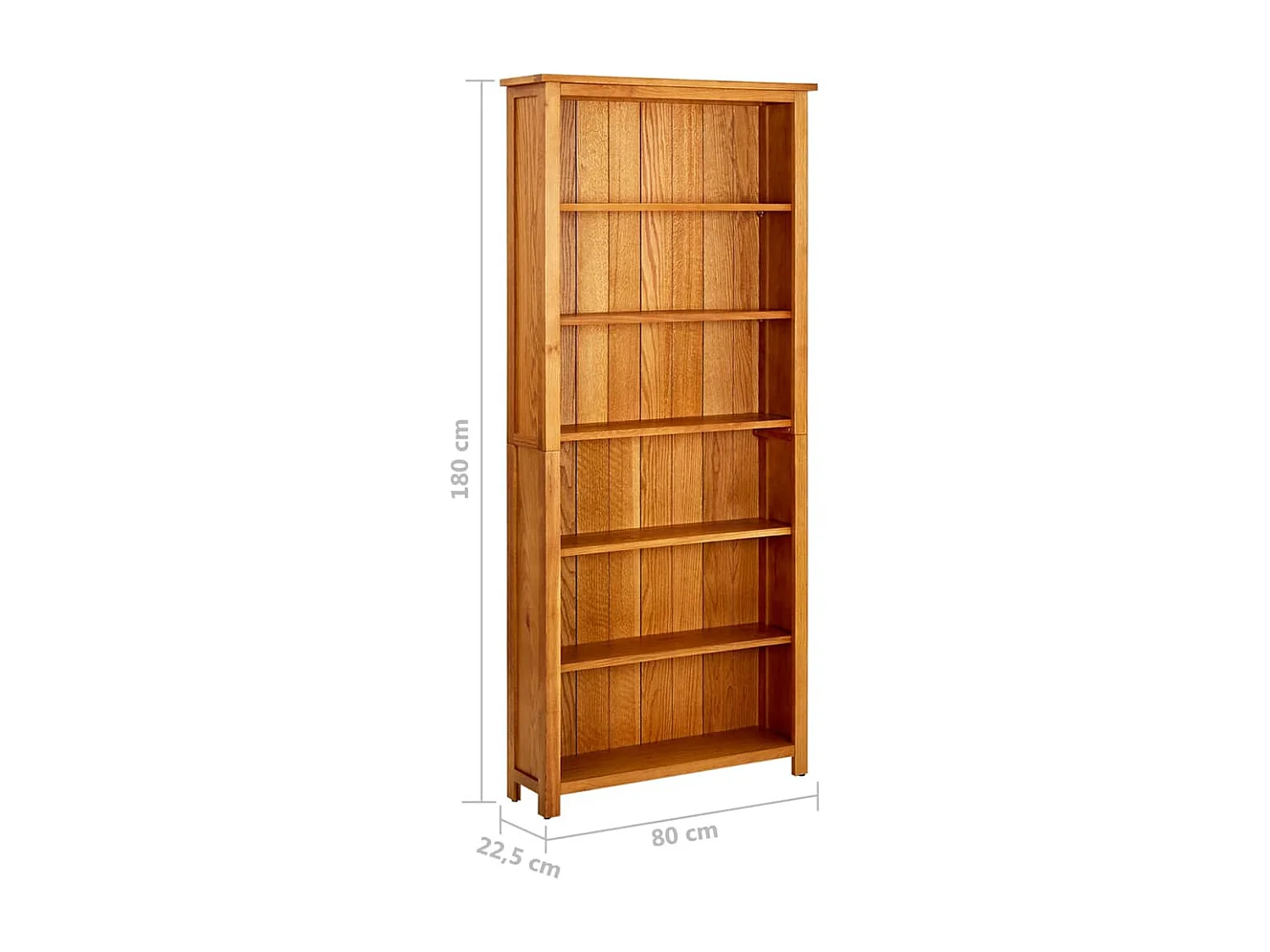 Boekenkastukkenmet 6 schappen 80x22,5x180 cm massief eikenhout