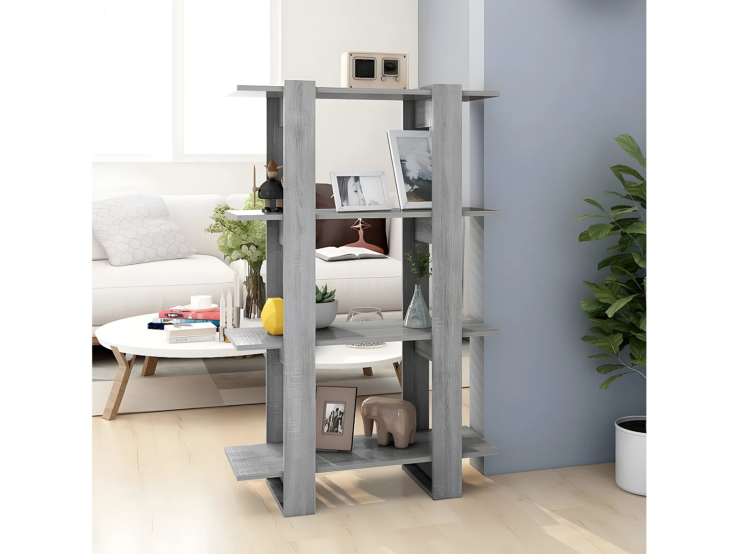 Bibliothèque/Séparateur de pièce Sonoma gris 80x30x123,5 cm