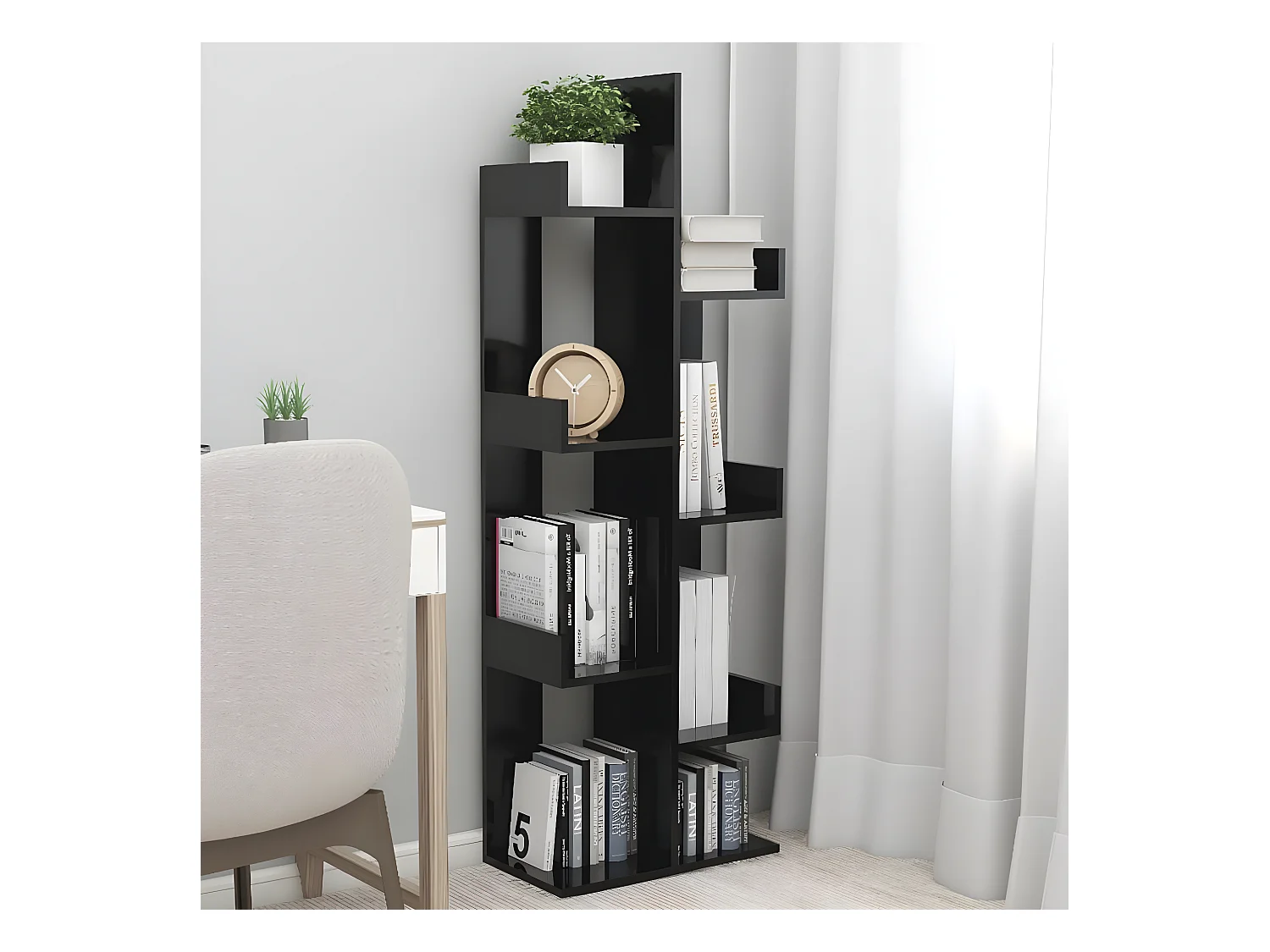 Bibliothèque Noir 48x25,5x140 cm Aggloméré