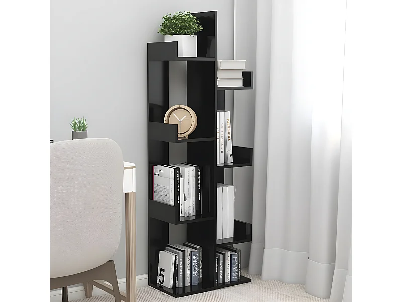 Bibliothèque Noir 48x25,5x140 cm Aggloméré