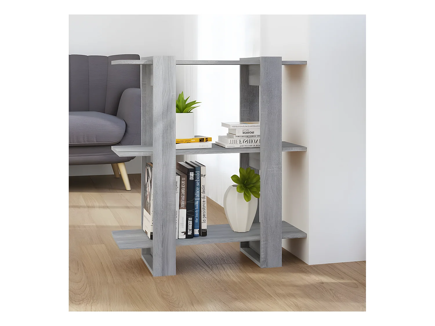 Bibliothèque/Séparateur de pièce Sonoma gris 80x30x87 cm