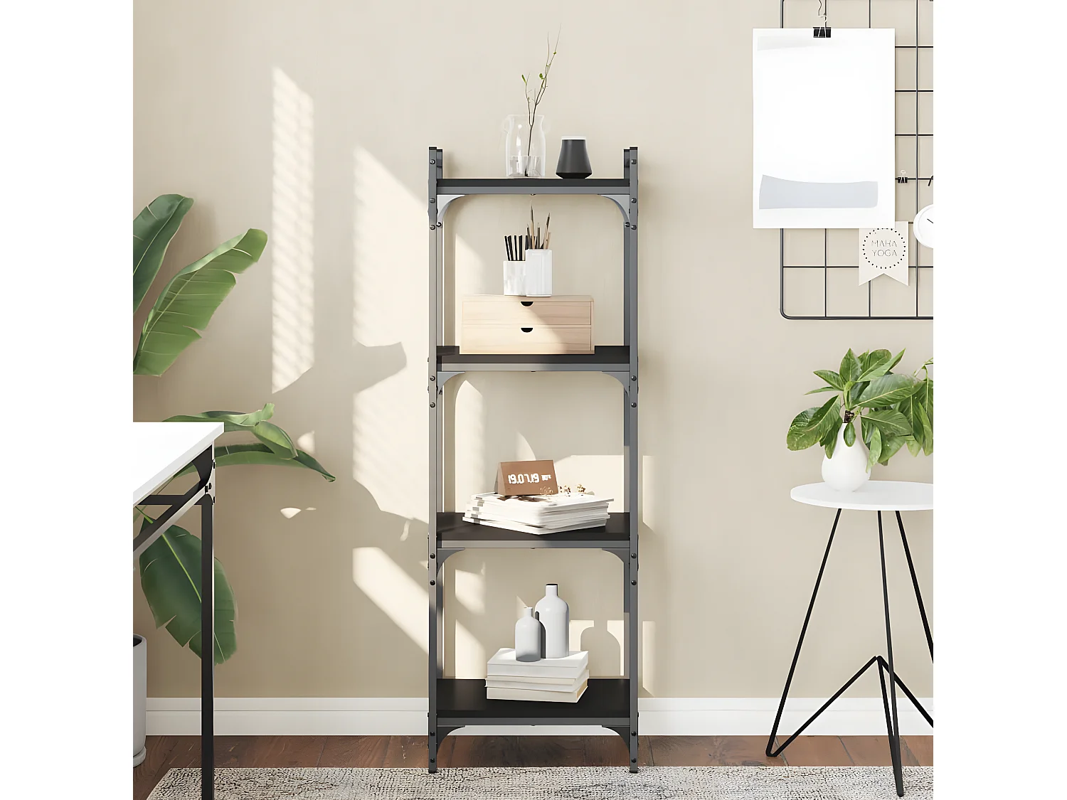 Boekenkast 4-laags 40x30x120 cm bewerkt hout zwart