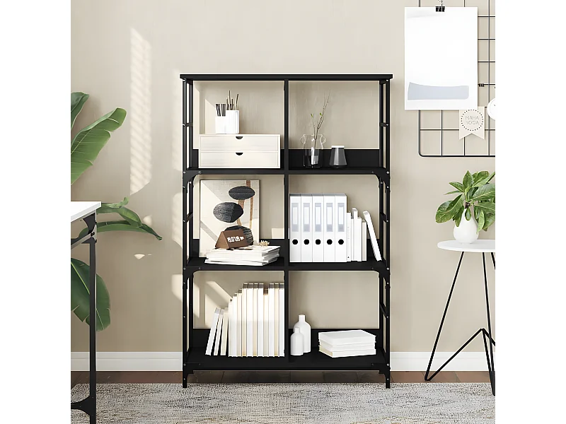 Bibliothèque noir 78,5x33x117,5 cm bois d'ingénierie