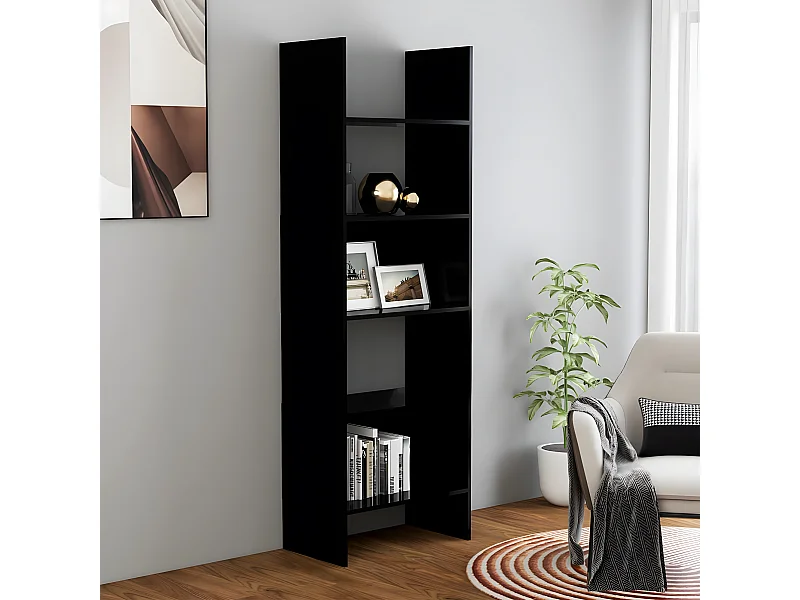 Bibliothèque Noir 60x35x180 cm Aggloméré