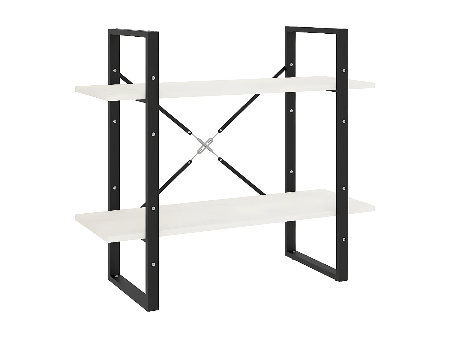 Bibliothèque à 2 niveaux Blanc 80x30x70 cm Bois de pin massif