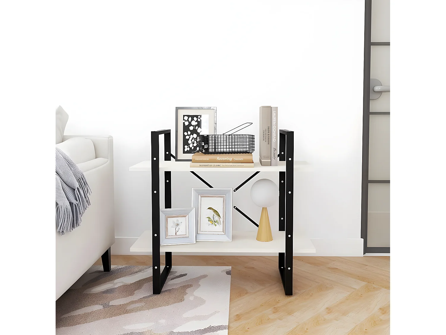 Bibliothèque à 2 niveaux Blanc 80x30x70 cm Bois de pin massif