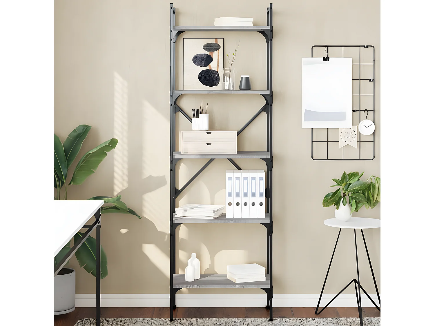 Librería de 5 estantes madera gris Sonoma 56x31,5x174 cm