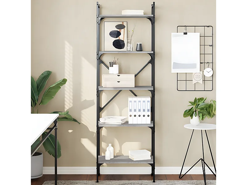 Librería de 5 estantes madera gris Sonoma 56x31,5x174 cm