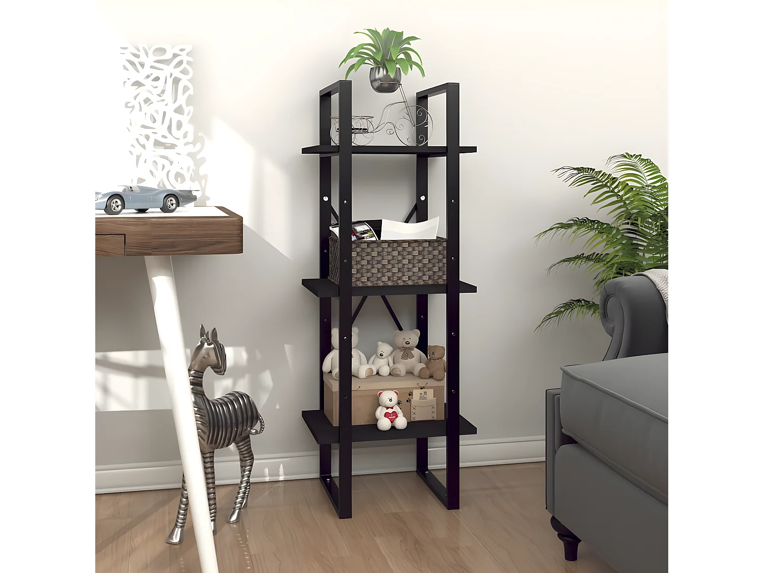 Estante c/ 3 prateleiras 40x30x105 cm contraplacado preto