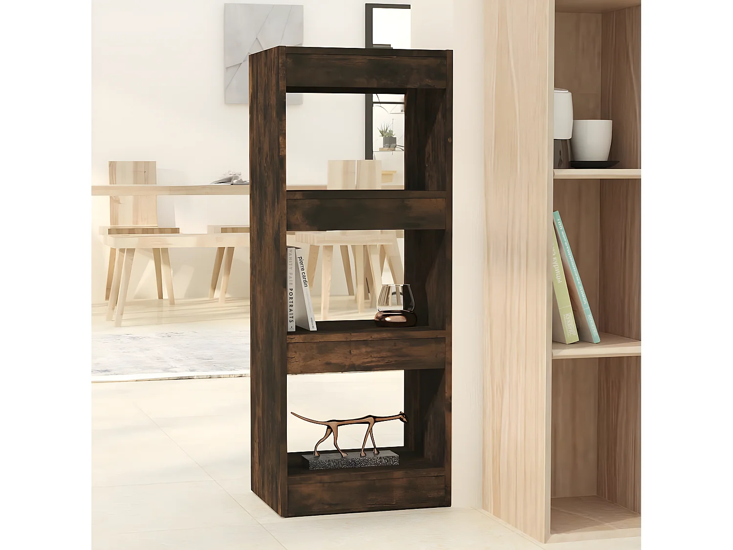 Bibliothèque/Séparateur de pièce Chêne fumé 40x30x103 cm