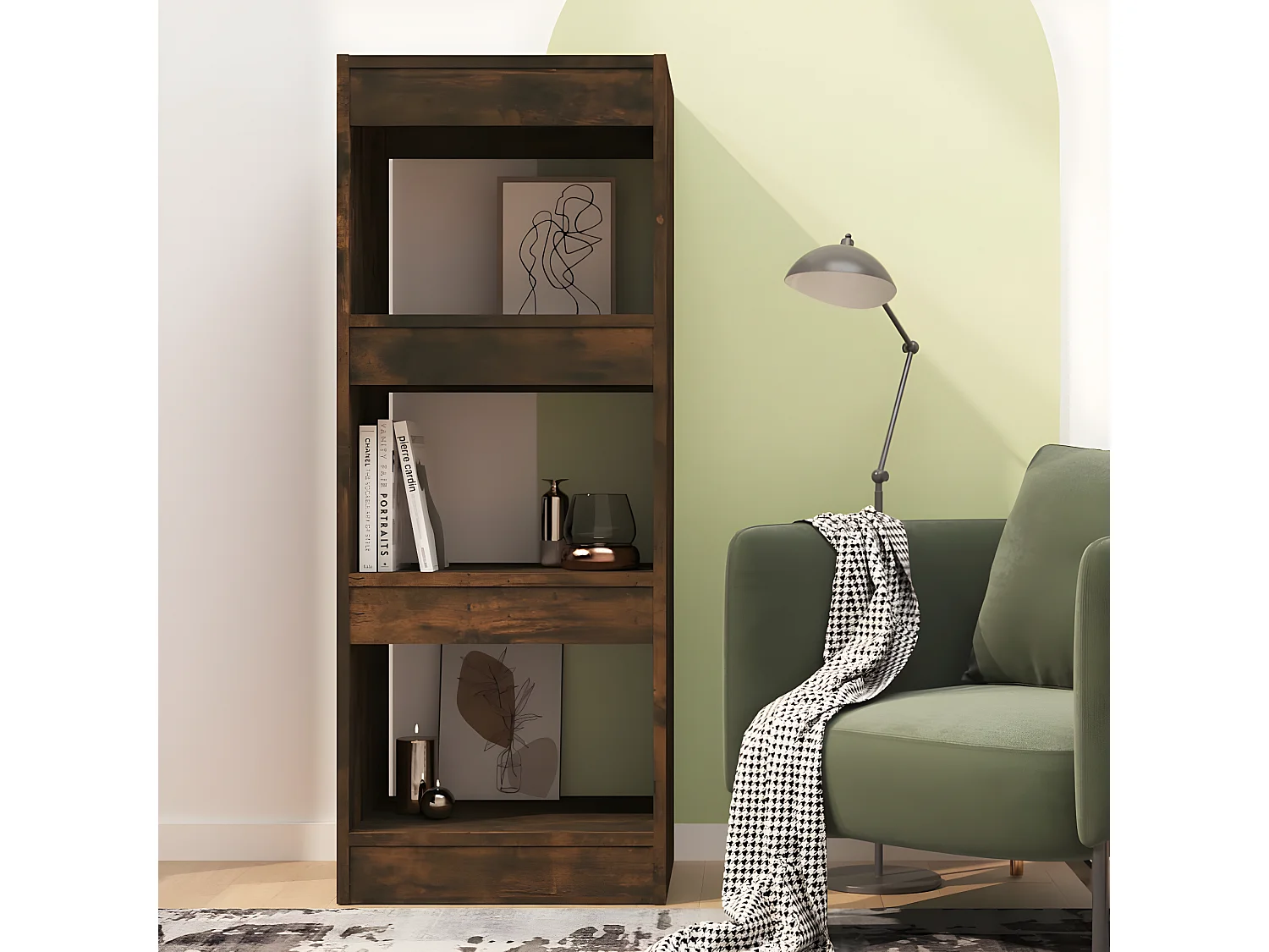 Bibliothèque/Séparateur de pièce Chêne fumé 40x30x103 cm