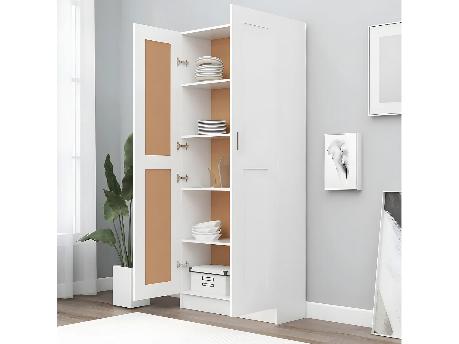 Bibliothèque Blanc 82,5x30,5x185,5 cm Aggloméré