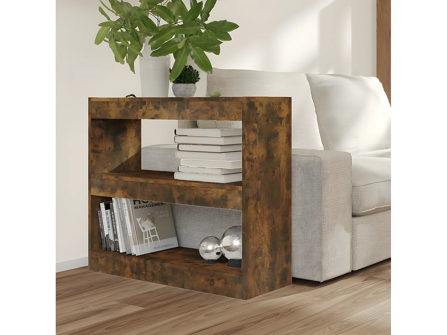 Bibliothèque/Séparateur de pièce Chêne fumé 80x30x72 cm