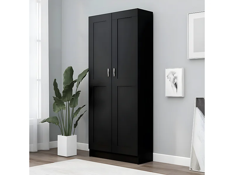 Bibliothèque Noir 82,5x30,5x185,5 cm Aggloméré