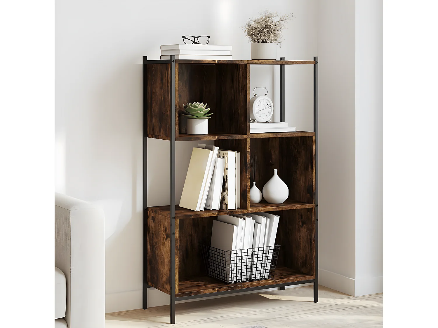 Estantería madera de ingeniería roble ahumado 72x28x109 cm