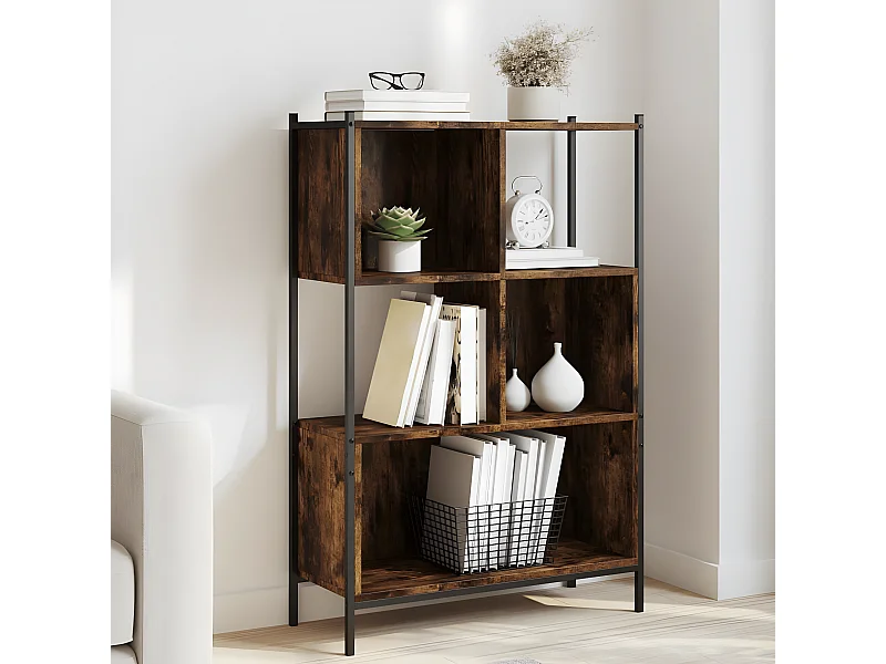 Bibliothèque chêne fumé 72x28x109 cm bois d'ingénierie