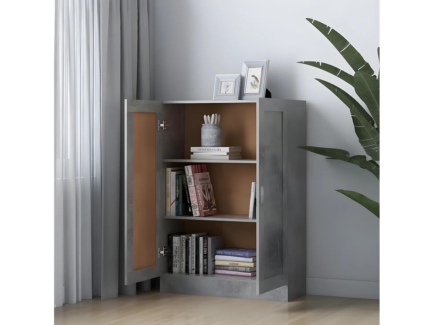 Bibliothèque Gris béton 82,5x30,5x115 cm Aggloméré