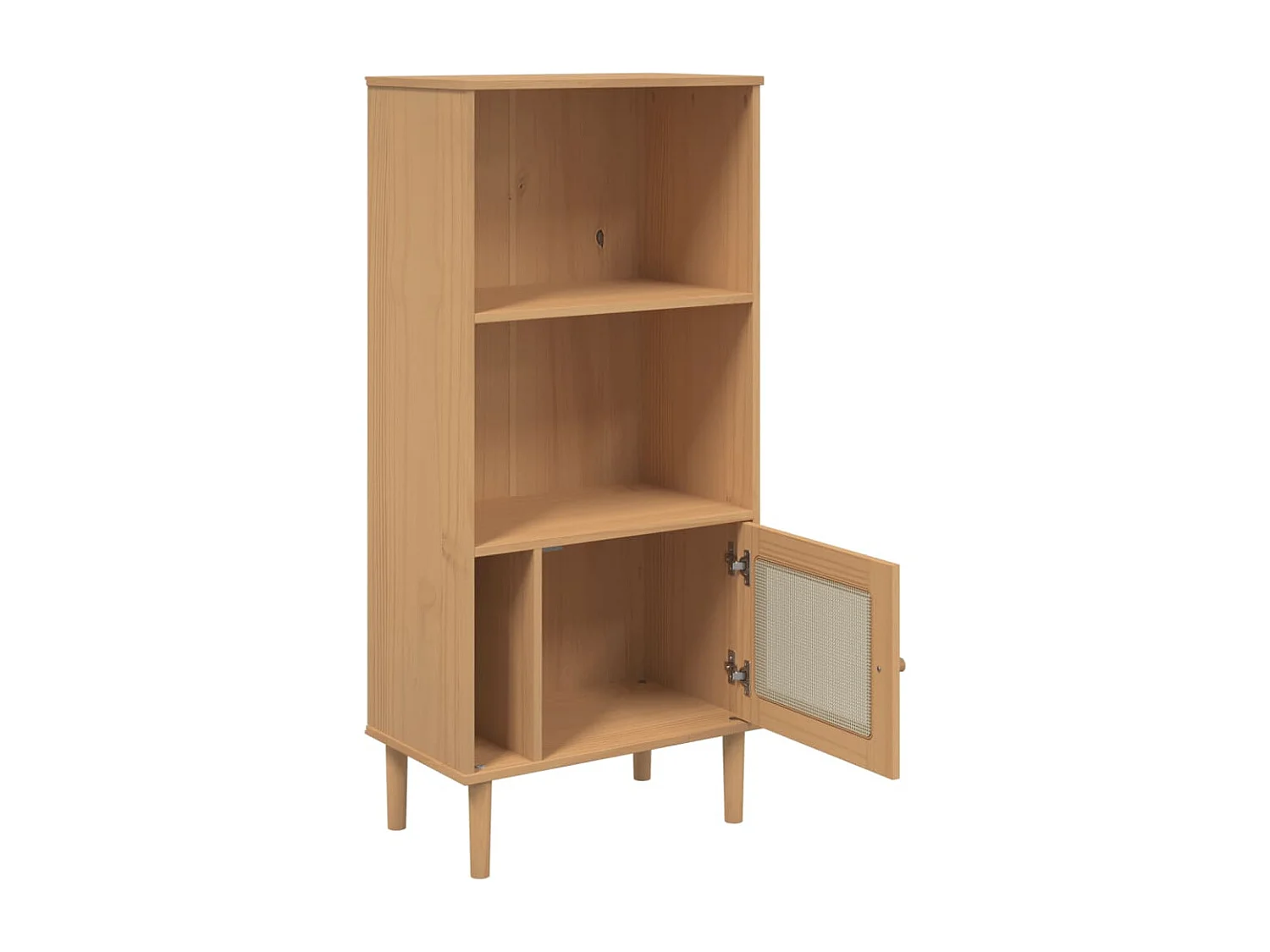 Bibliothèque SENJA aspect de rotin marron bois massif de pin