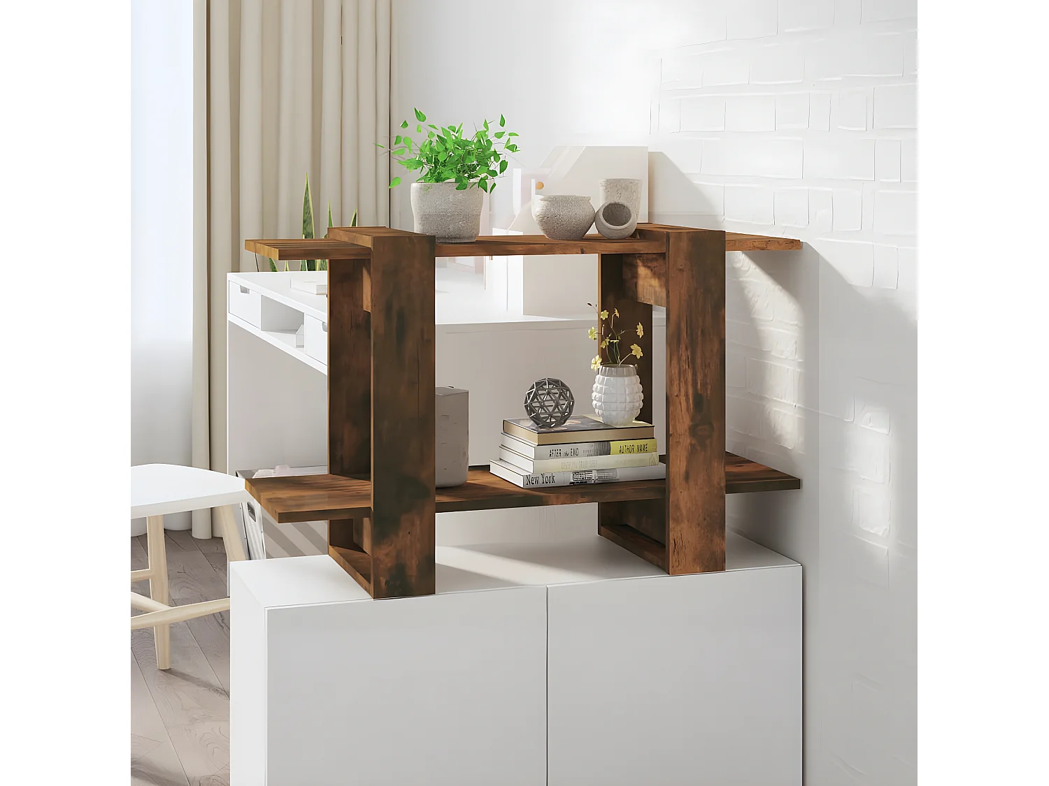 Boekenkast/kamerscherm 80x30x51 cm gerookt eikenkleurig