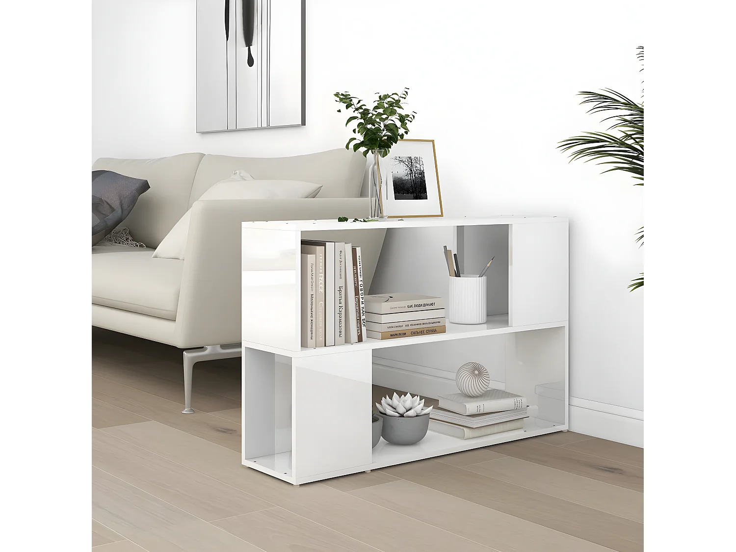 Bibliothèque Blanc brillant 100x24x63 cm Aggloméré