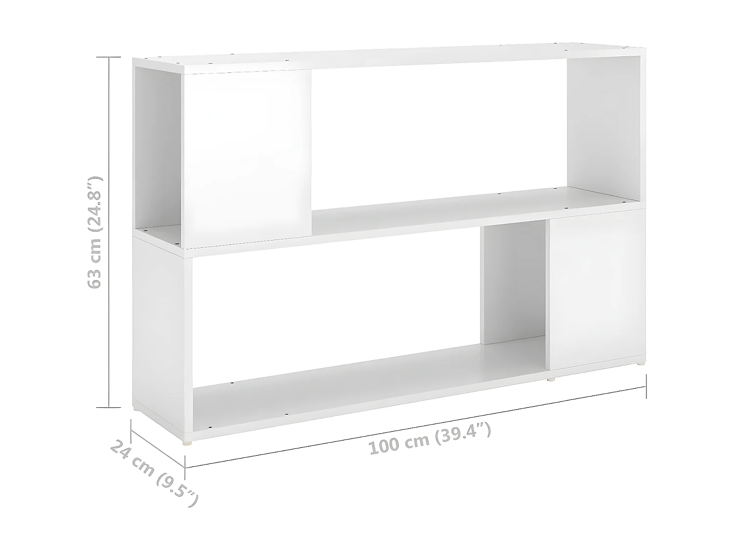 Bibliothèque Blanc brillant 100x24x63 cm Aggloméré