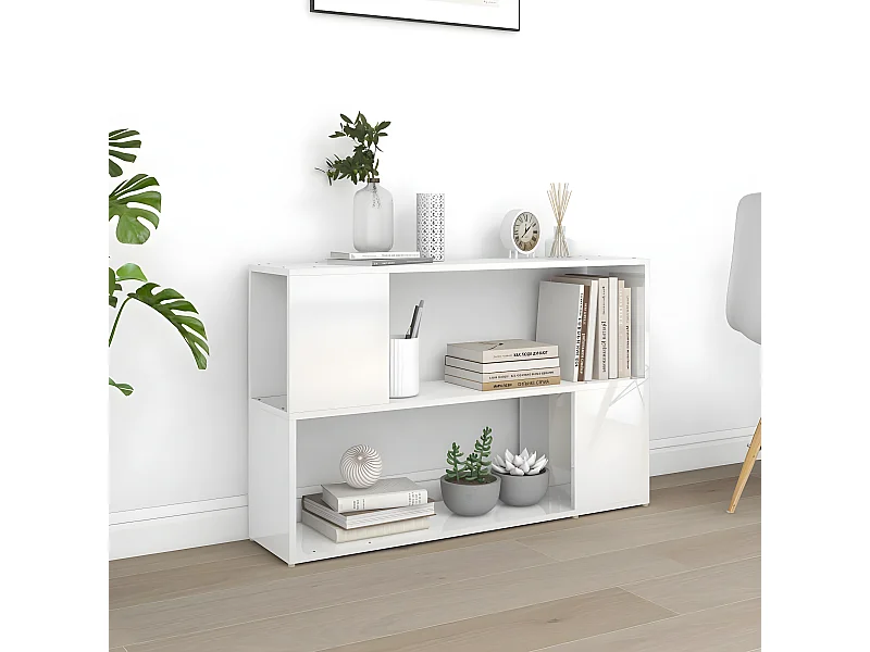 Bibliothèque Blanc brillant 100x24x63 cm Aggloméré