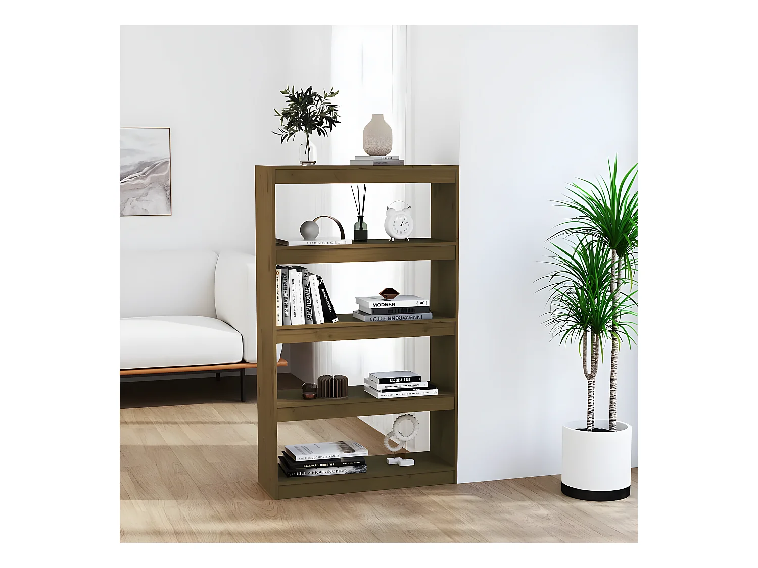 Bibliothèque/Séparateur de pièce Marron miel 80x30x135,5 cm Pin