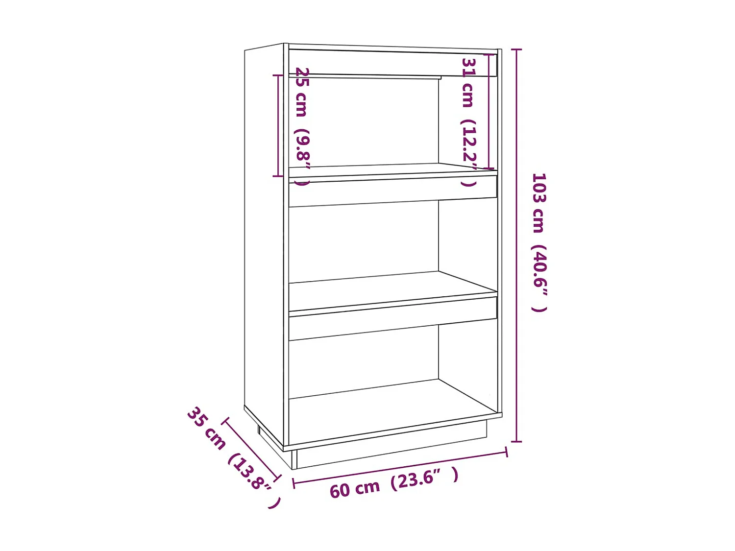 Bibliothèque/Cloison Marron miel 60x35x103cm Bois de pin solide