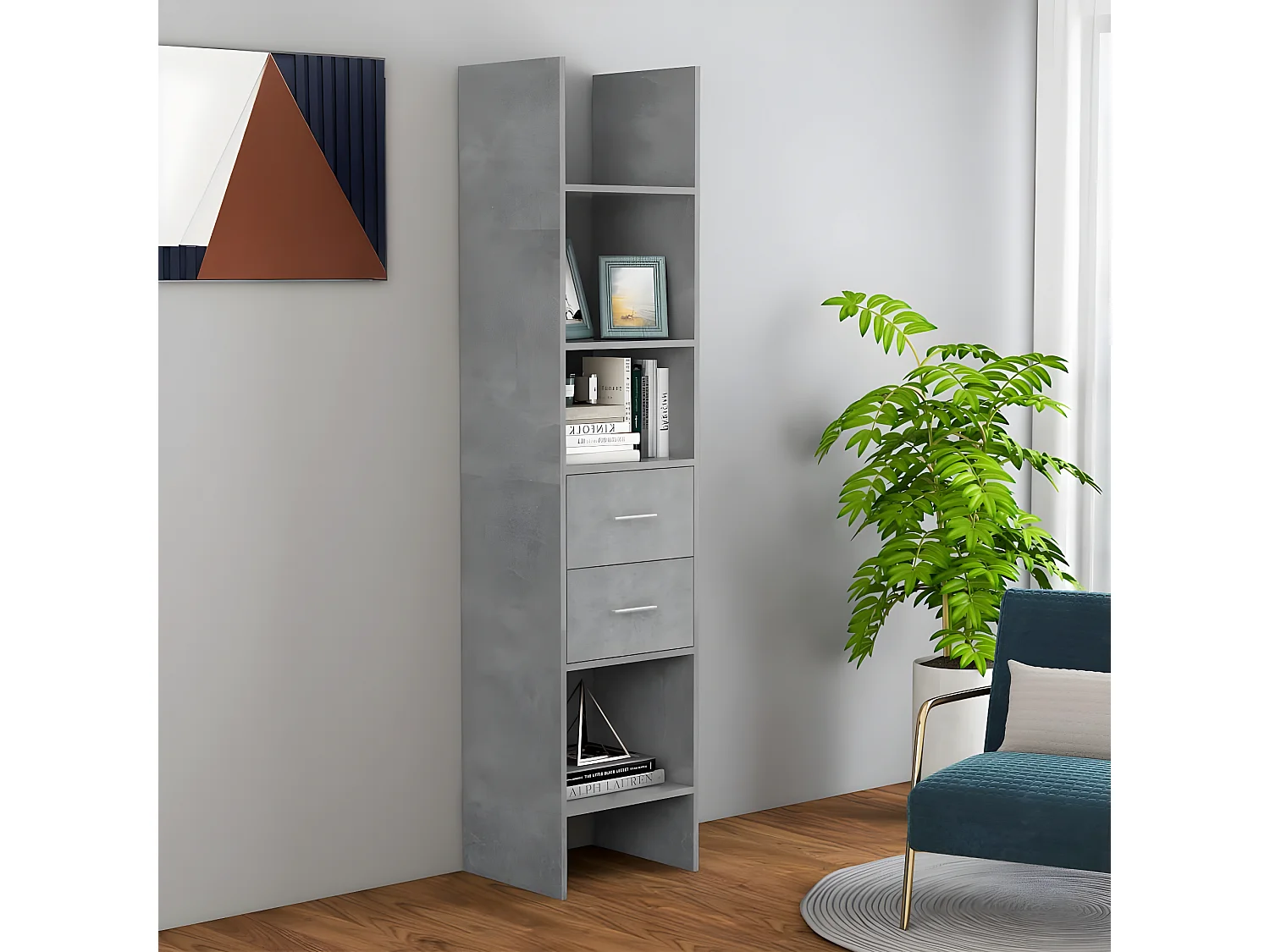 Bibliothèque Gris béton 40x35x180 cm Aggloméré