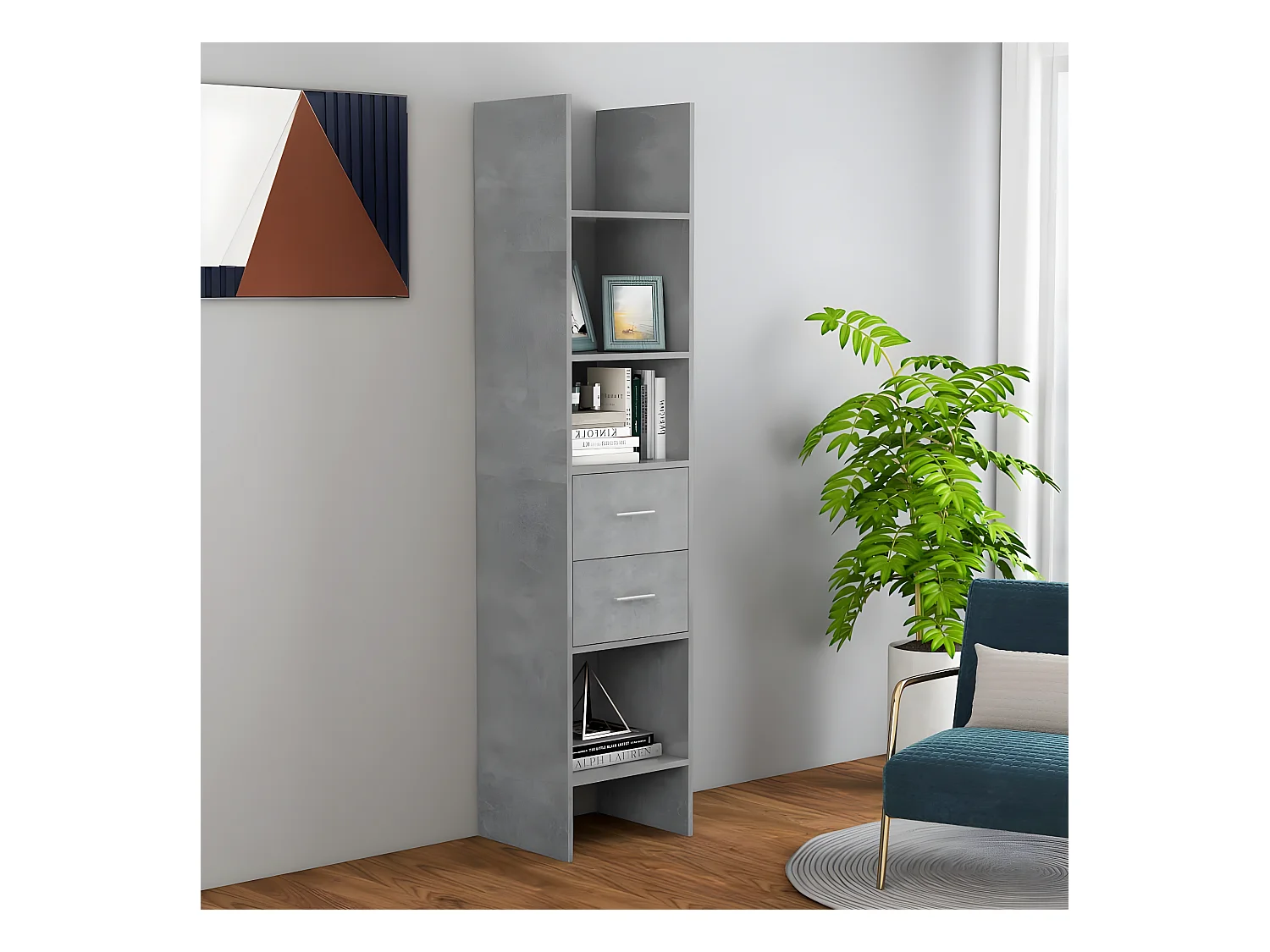 Bibliothèque Gris béton 40x35x180 cm Aggloméré