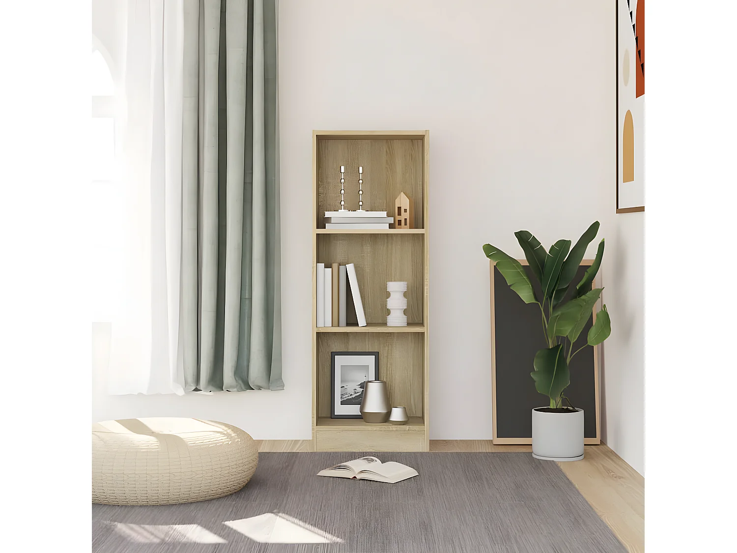 Estante c/ 3 prateleiras 40x24x108cm contraplacado cor carvalho