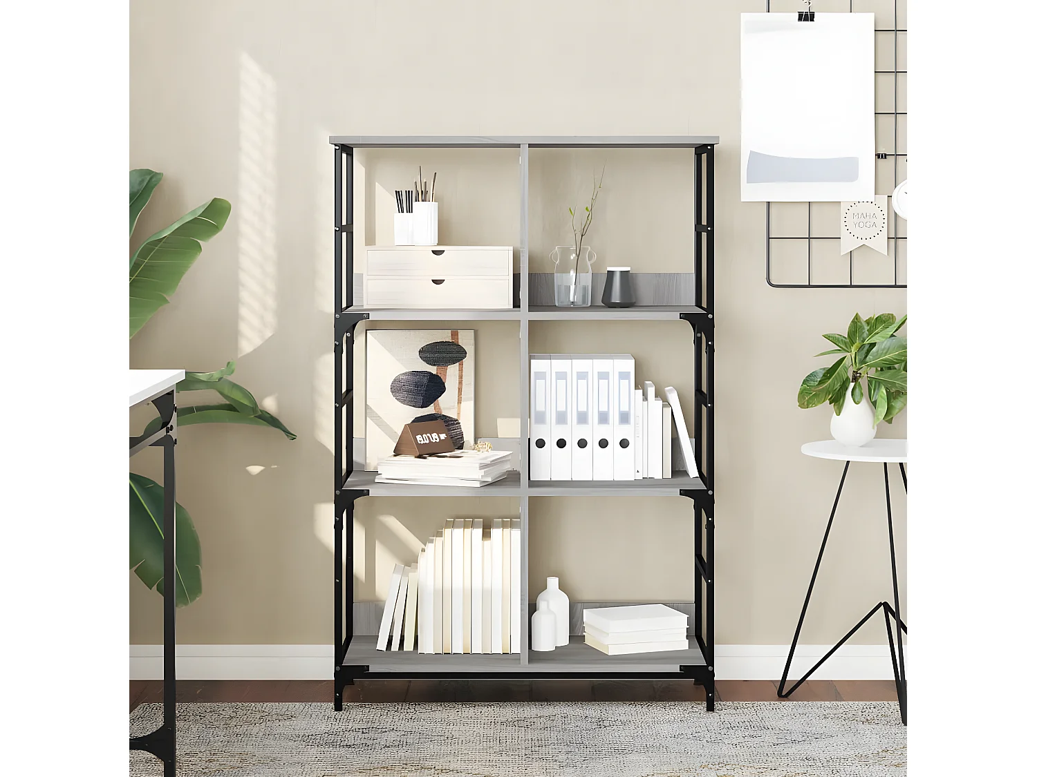 Boekenrek 78,5x33x117,5 cm bewerkt hout grijs sonoma eikenkleur