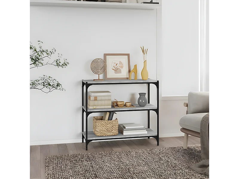 Bibliothèque Sonoma gris 80x33x70,5 cm Bois d'ingénierie acier