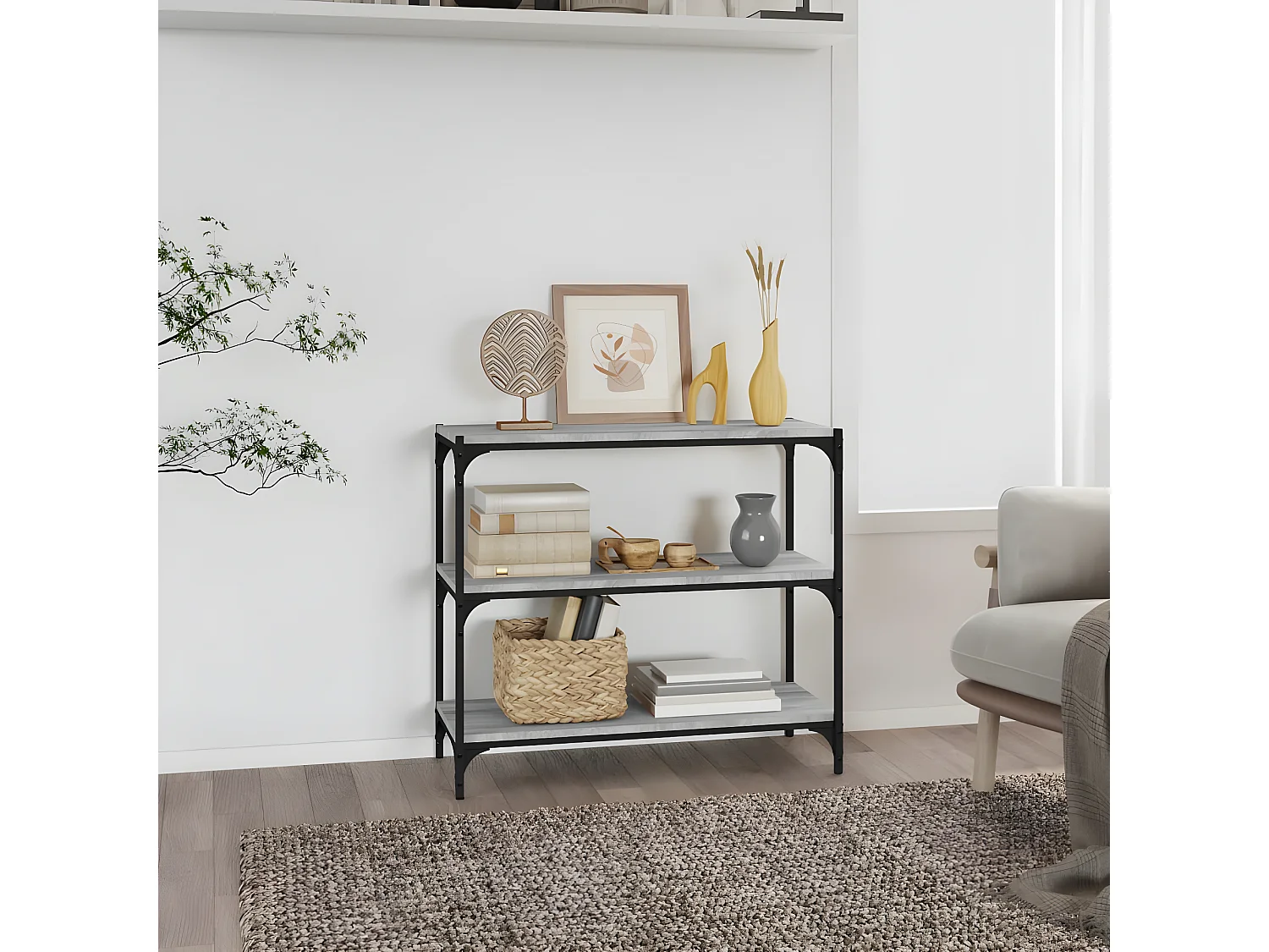 Bibliothèque Sonoma gris 80x33x70,5 cm Bois d'ingénierie acier