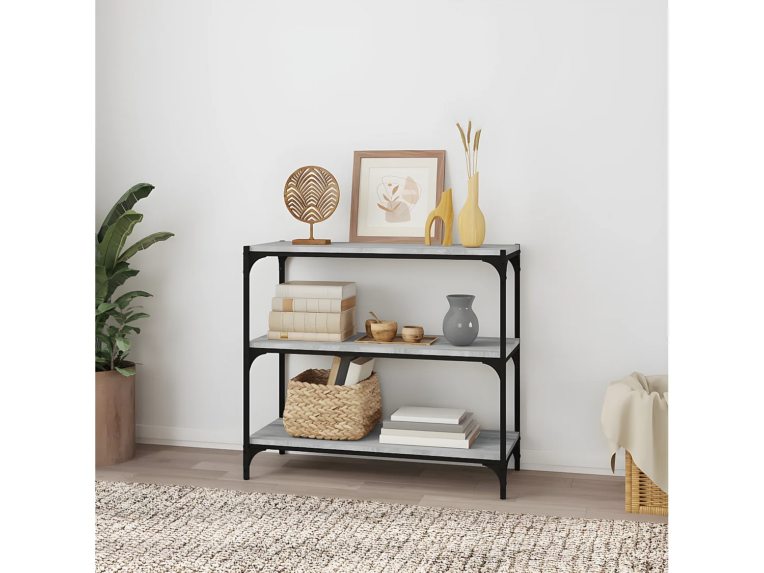 Bibliothèque Sonoma gris 80x33x70,5 cm Bois d'ingénierie acier