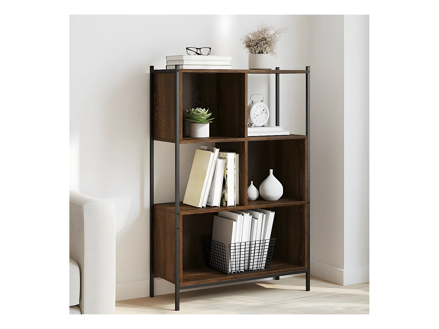 Bibliothèque chêne marron 72x28x109 cm bois d'ingénierie